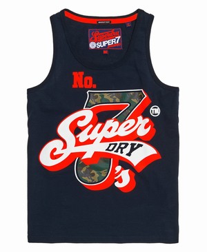 Superdry Super Seven Mid Weight Férfi Mellény Sötétkék | UAFRY1036